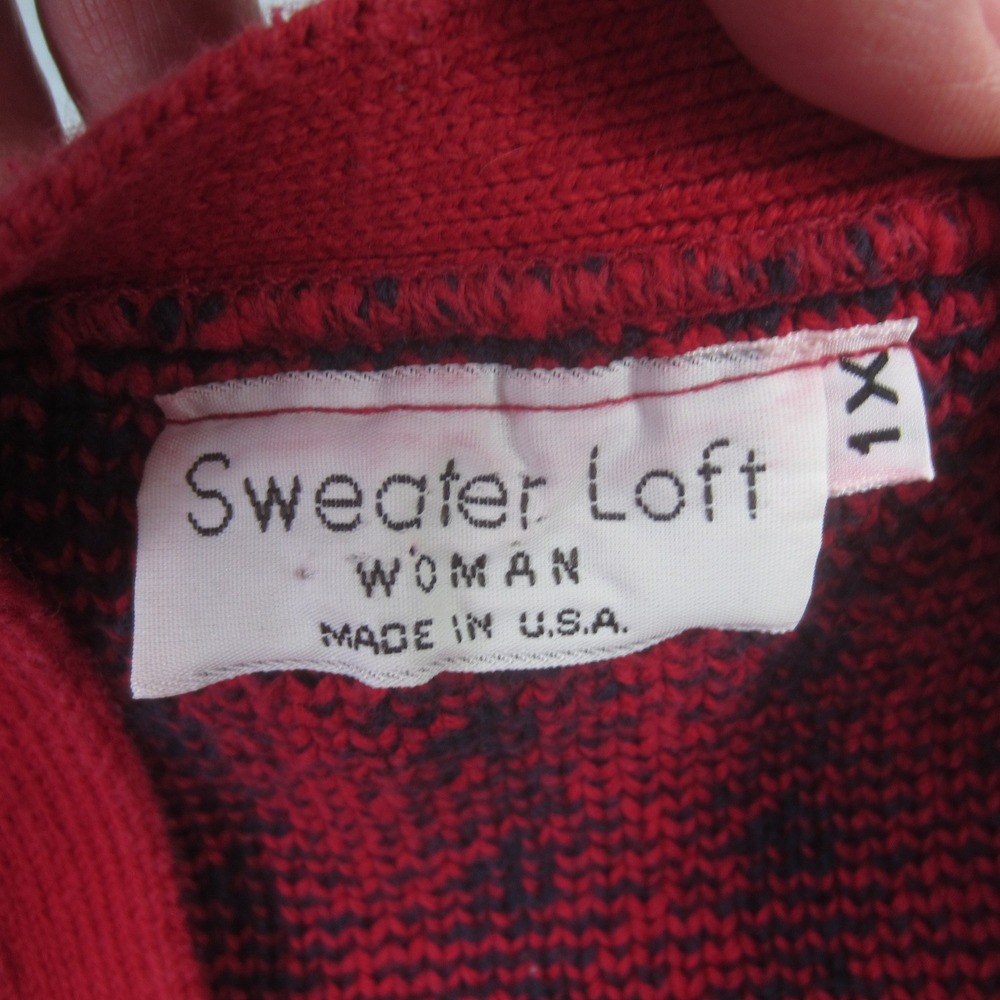 Sweater Loft Vest Women 1X Red Multi Ugly Christmas Sweater Dog Cat Fair Isle - Picture 7 of 12